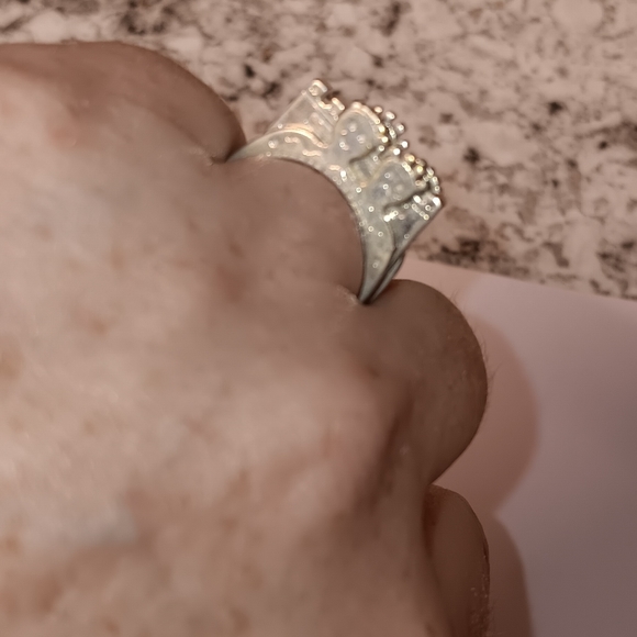 8.8g Sterling Silver Set of Stacking Rings Castle Happy Sad People RARE Size 8 - Picture 3 of 6